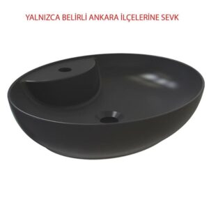 BİEN MOTTO OVAL 50X42 CM BATARYA DELİKLİ MAT SİYAH