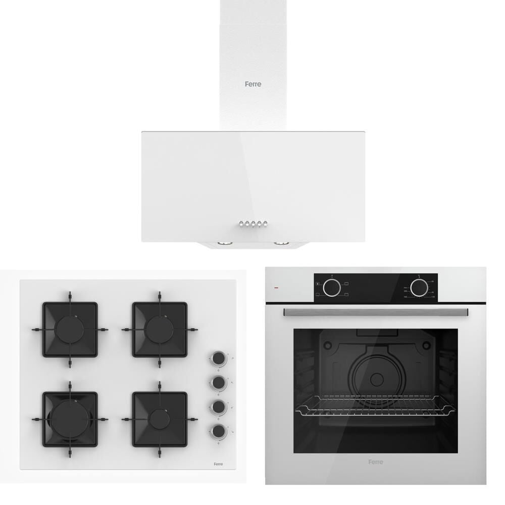 Ferre Beyaz Set ( D087 Beyaz Davlumbaz -SS206 Beyaz Ocak- XE61CB Beyaz Fırın)