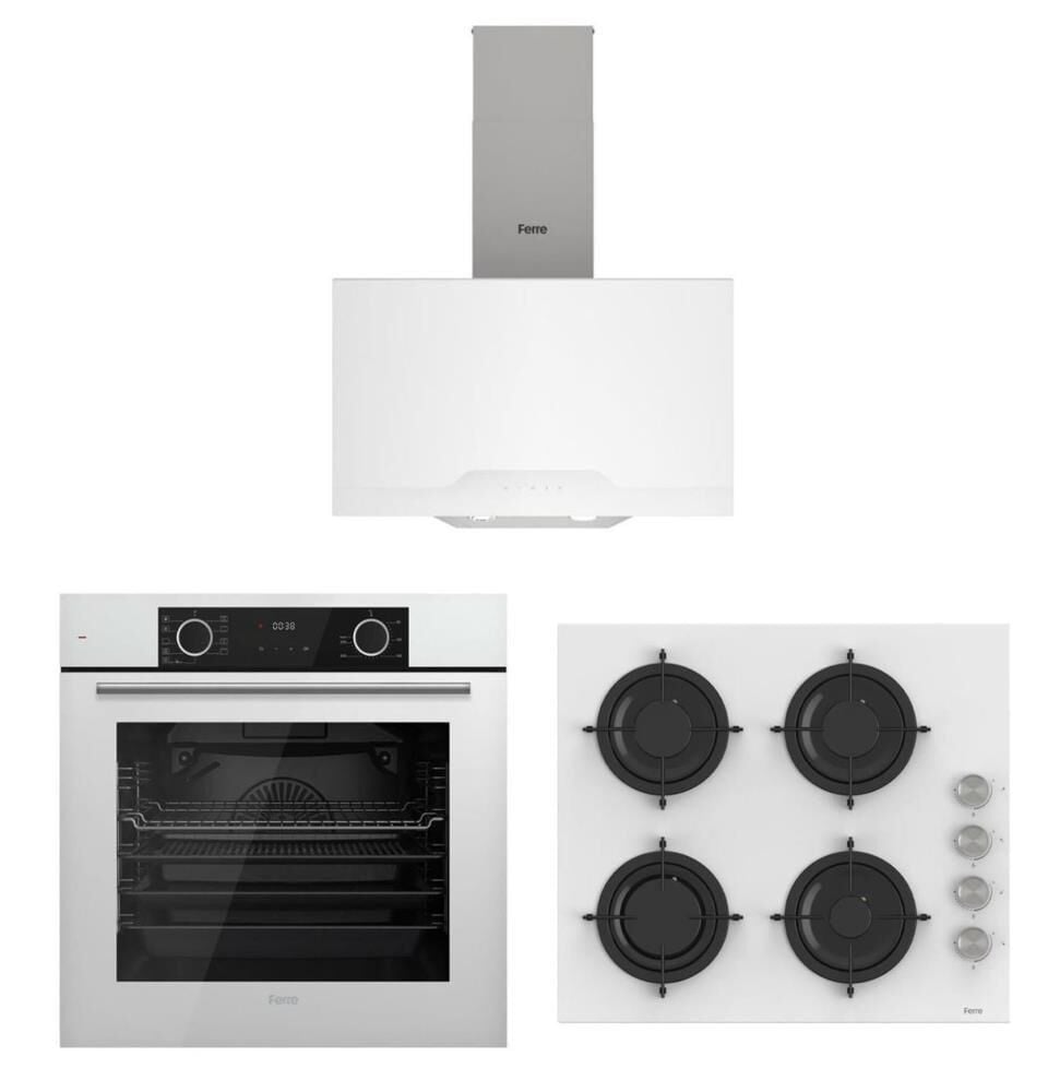 Ferre Fryart Beyaz Set ( D064 Beyaz Davlumbaz -CS206 Beyaz Ocak- XE63CB Fryart Beyaz Fırın)