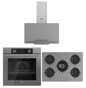 Ferre Fryart Gri Set (D065 Gri Davlumbaz -RS038 Gri Ocak- XE63CPR Fryart Gri Fırın)