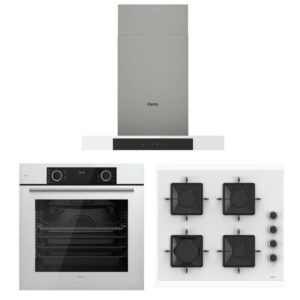 Ferre Fryart Steam Beyaz Set ( D101 T Tipi Beyaz Davlumbaz -SS206 Beyaz Ocak- XE63CB Fryart Beyaz Fırın)