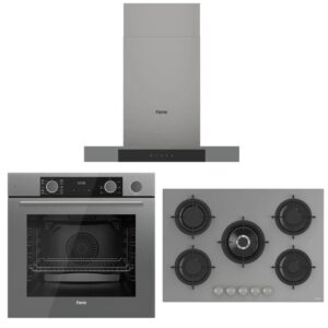 Ferre Fryart Steam Gri Set (D102 Gri Davlumbaz -RS038 Gri Ocak- XE64CPR FryartSteam Gri Fırın)