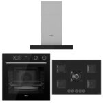 Ferre FryartSteam Siyah Ankastre Set (D100 Siyah T Tipi Davlumbaz-SS035 Siyah Ocak- XE64CS FryartSteam Siyah Fırın)