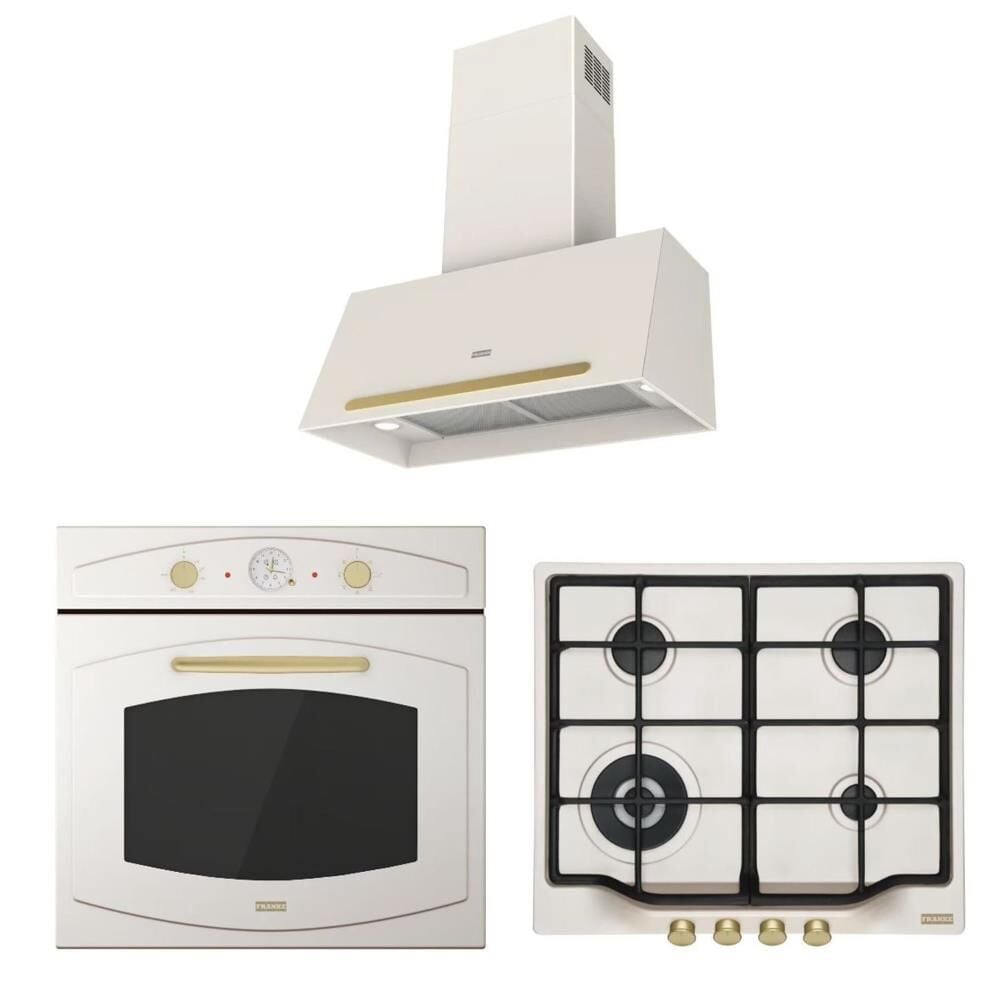 Franke Classıc Line Rustik Krem Ankastre Set (FCO 86 H Fırın FCH 604 3G TC PW C Ocak FCO 70 PW Davlumbaz)