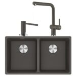 Franke Maris Mrg 120-35-35 SLATE GREY Granit Eviye + Active Plus Doccia 2.0 Armatür + Comfort Sıvı Sabunluk Üçlü Set