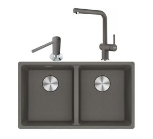 Franke Maris Mrg 120-35-35 Stone Grey Granit Eviye + Active Plus Doccia 2.0 Armatür + Comfort Sıvı Sabunluk Üçlü Set