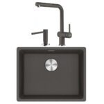 Franke Maris MRG 210/110-52 SLATE GRİ Granit Evye ACTİVE PLUS DOCCİA 2.0 Batarya COMFORT Sıvı Sabunluk Set