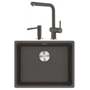 Franke Maris MRG 210/110-52 SLATE GRİ Granit Evye ACTİVE PLUS DOCCİA 2.0 Batarya COMFORT Sıvı Sabunluk Set