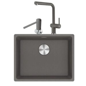 Franke Maris Mrg 210/110-52 Stone Grey Granit Eviye Actıve Plus Doccia 2.0 Armatür Sıvı Sabunluk Üçlü Set Stone Grey