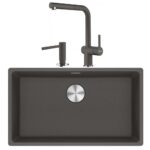 Franke Maris Mrg 210/110-72 Granit Eviye Active Plus Doccia 2.0 Armatür Sıvı Sabunluk Üçlü Set Slate Gri