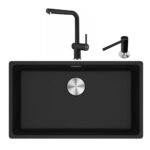 Franke Maris Mrg 210/110-72 Nero Granit Eviye + Active Plus Doccia 2.0 Armatür + Comfort Sıvı Sabunluk Üçlü Set Nero