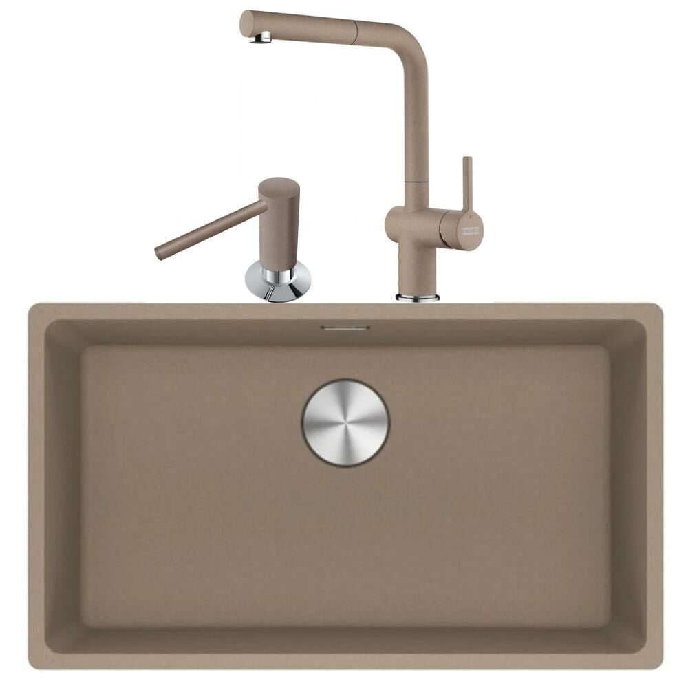 Franke Maris Mrg 210/110-72 Oyster Granit Eviye + Active Plus Doccia 2.0 Armatür + Comfort Sıvı Sabunluk Üçlü Set Oyster