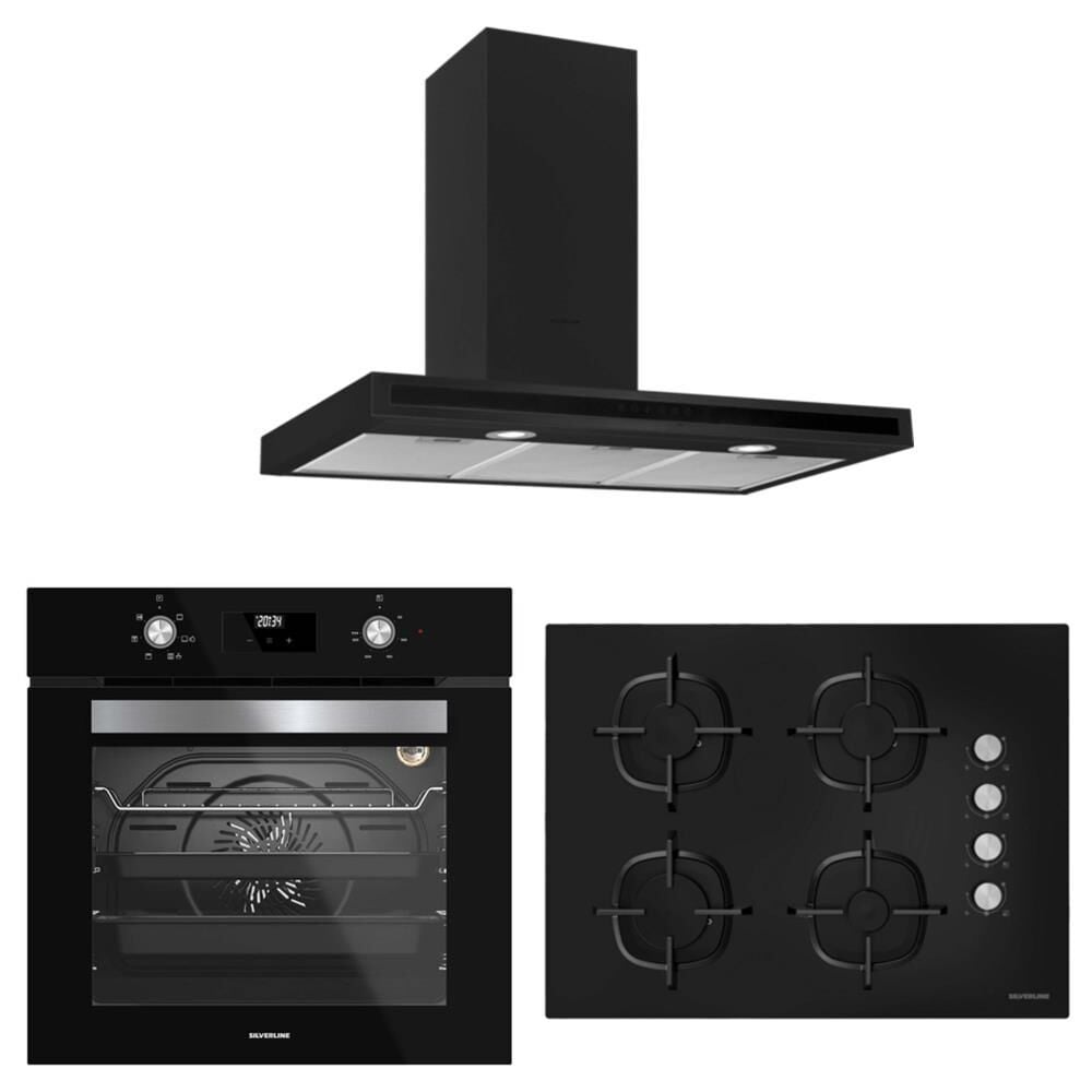 Silverline Siyah Ankastre Set ( 3173 Quadro - CS5610B01 - BO6502B02 )