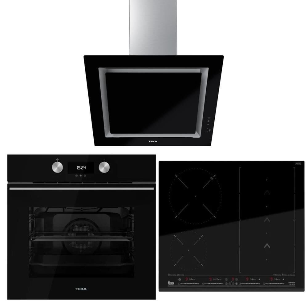 Teka Siyah İndüksiyonlu Set ( DLV 68660 BK Davlumbaz - IZS 66700 İndüksiyonlu Ocak- HLB 8400 BK Fırın)