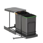 Starax S-2392 12+12 Lt Dolap İçi Teleskopik Raylı Gri Çöp Kovası