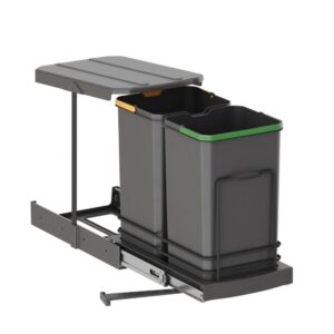 Starax S-2393A Teleskopik Raylı Plastik Gövde Çöp Kovası 12+12 Lt Antrasit