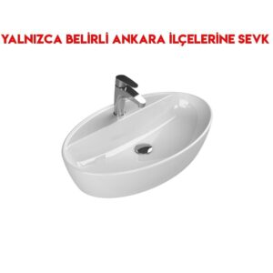 Turkuaz One 67x42 cm Batarya Delikli Tezgah Üstü Lavabo